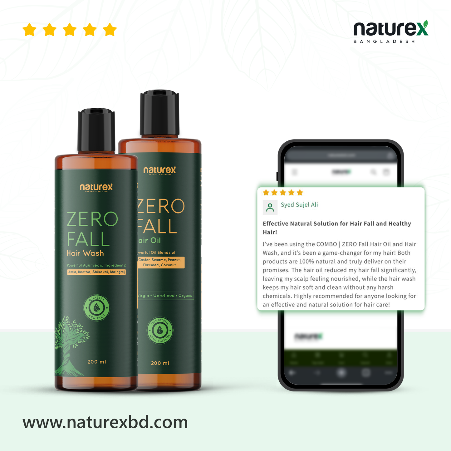 COMBO | ZERO Fall Hair Oil+Hair Wash | 100% Natural 🌱