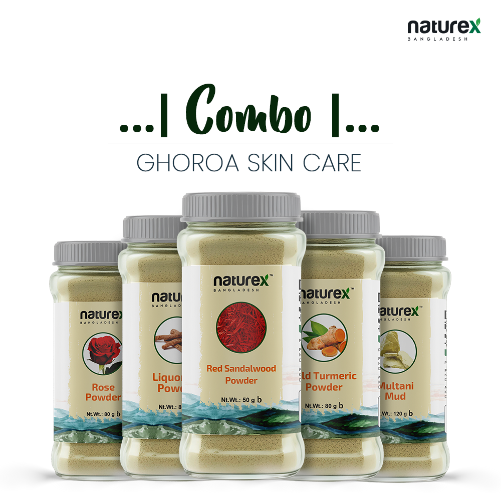 COMBO | GHOROA SKIN CARE- Kasturi Holud,Rose,Multani Mud,Red Sandalwood & Liquorice | 100% Natural đą