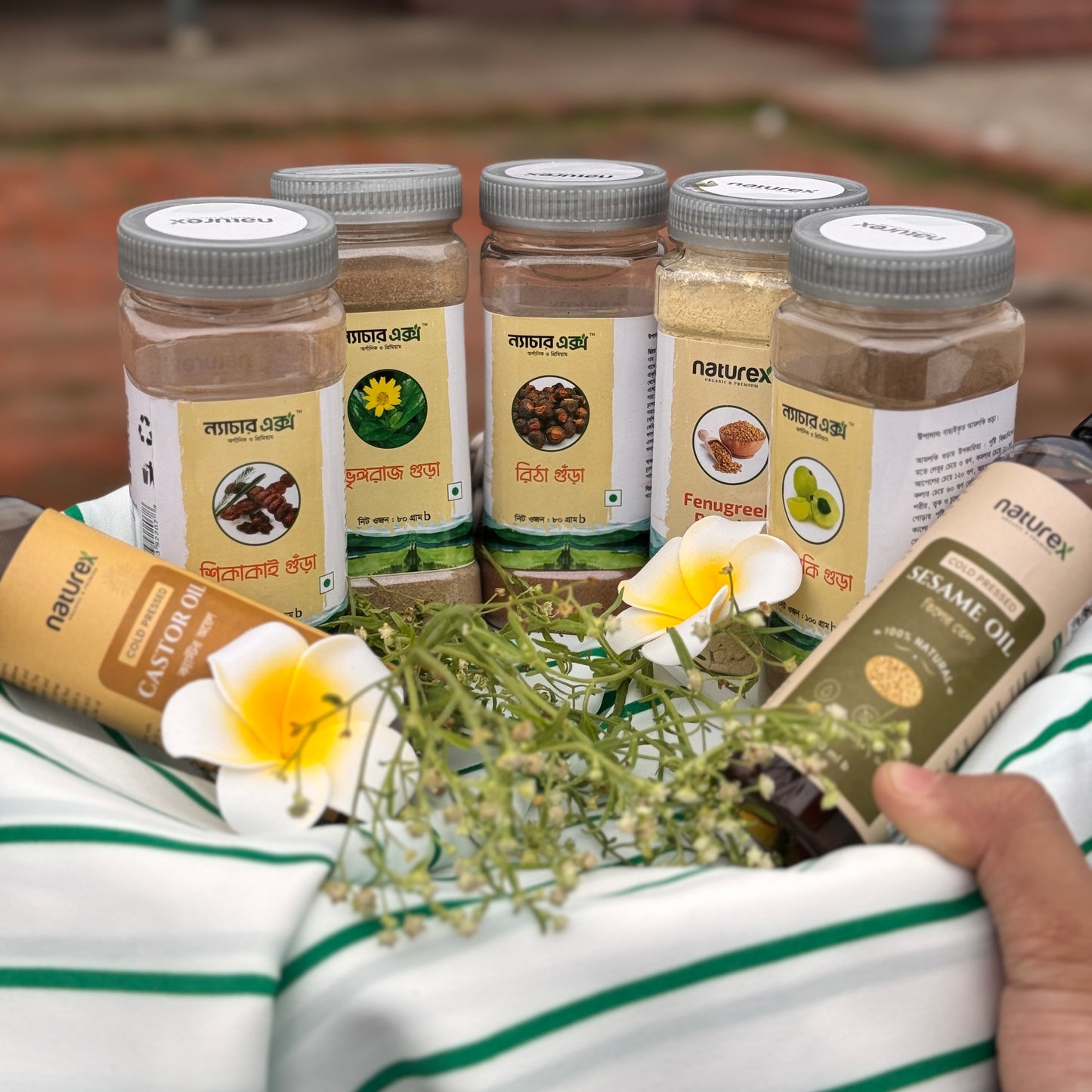 COMBO | GHOROA HAIR CARE-(1) Castor Oil,Sesame Oil,Amla,Reetha,Shikakai,Bhringraj & Methi | 100% Natural đą