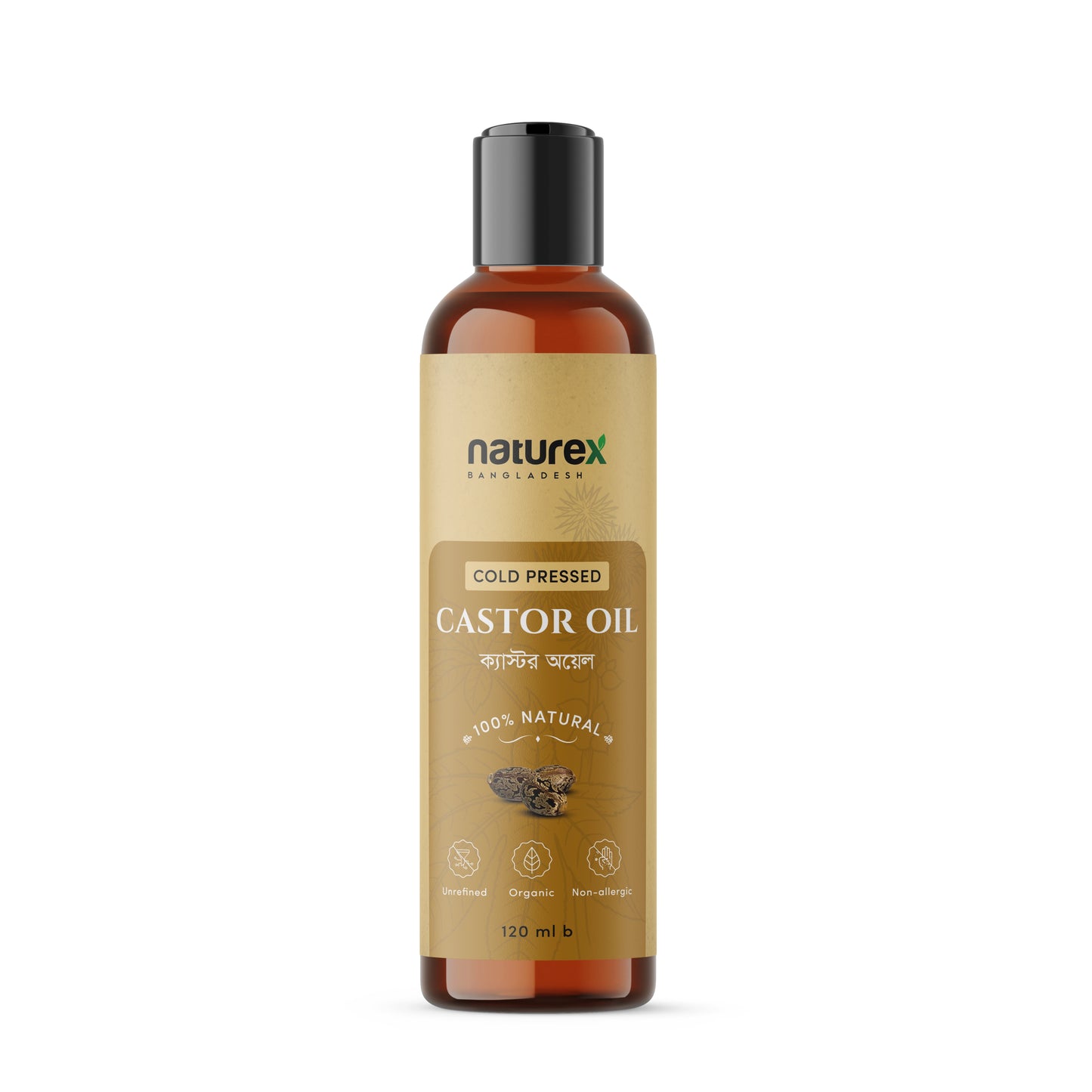 NatureX Castor Oil (Cold Pressed)-120ml | 100% Natural
